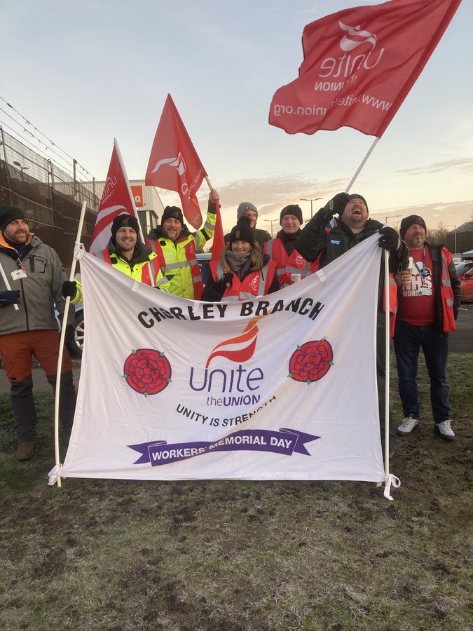 Chorley & District TUC members and Chorley Unite Branch supporting strike action on the 6 February